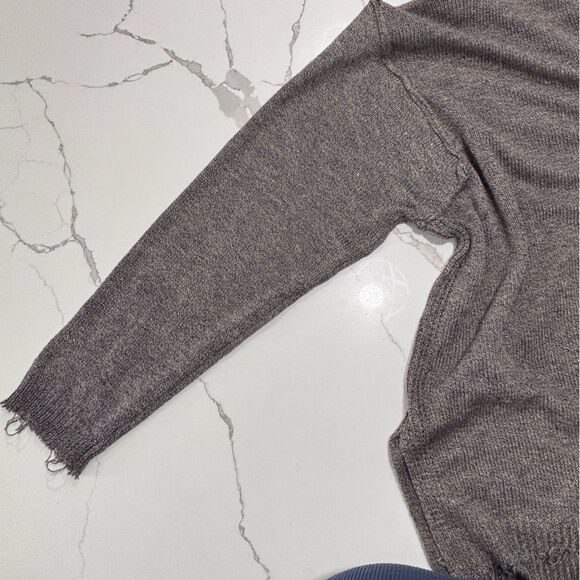 easel Brown Scoop Neck Distressed Hem Sweater - Picture 6 of 12